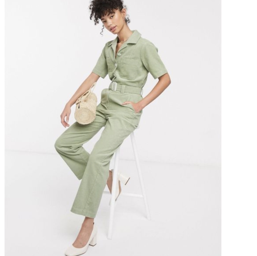 🆕 & Other Stories corduroy jumpsuit organic cotton light green size 0